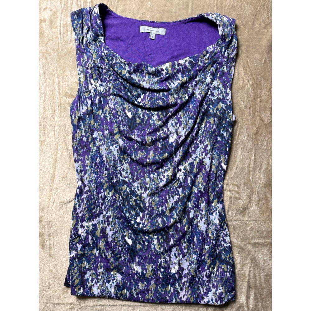 Classiques Entier Womens Abstract Print Cowl Neck Sleeveless Blouse Sz Small